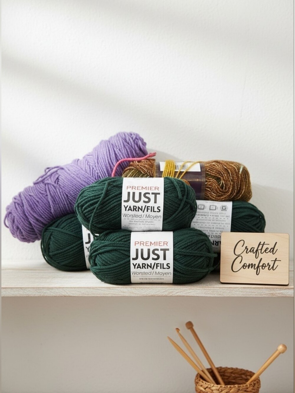 Premier Worsted Yarn Pack in Forest Green, Lavender and Gold Variegated